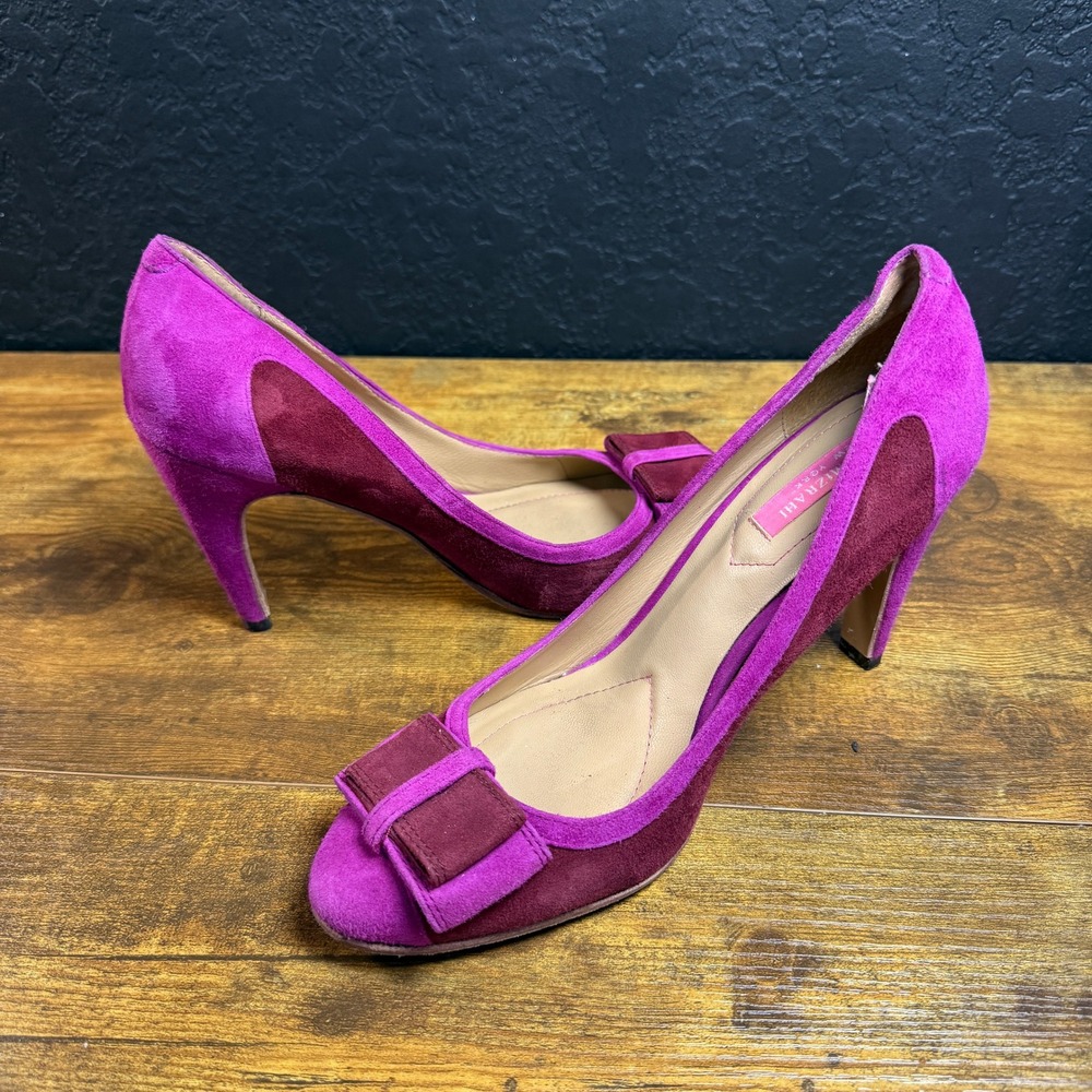 Isaac Mizrahi‎ Isleah Fuchsia Burgundy Suede Bow Pumps Womens 8.5M
